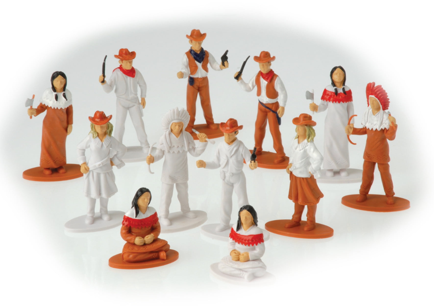 Western Figures Cowboys And Indians Miniatures Set Diorama 12 Pack Toys