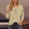 thumbnail image 2 of Blusas para las Mujeres Casual, 3/4 Manga Floral Estampado Camiseta de Moda Top Hecho de Poliéster Transpirable Suave para el Uso Diario de Primavera Otoño, Tops de Blusa para las Mujeres, 2 of 8