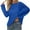 Blue, variant on Womens Tshirts Y2K Sheer Mesh Knit Loose Fit Crew Neck Long Sleeve Summer Daily Beach Hollow Out Chic Top