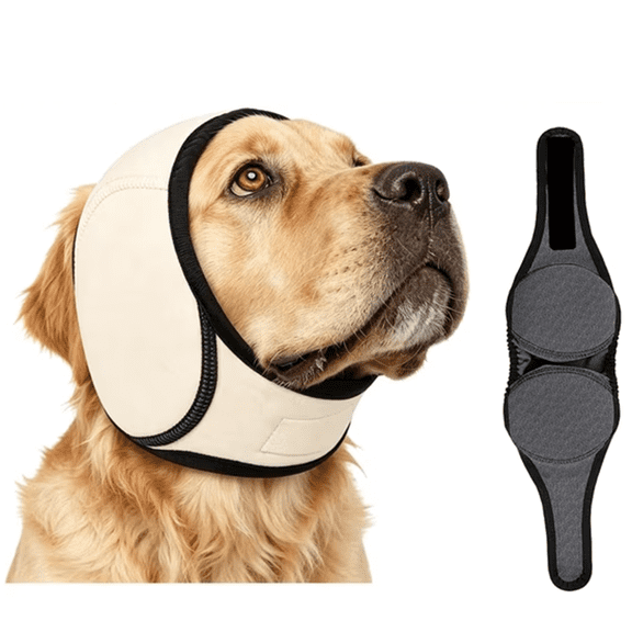 Noise Cancelling Ear Wrap, Dog Ear Muffs Noise Protection Firework Thunder Vacuum, Adjustable Dog Ear Protection Wrap for Dog Bathing Grooming Thunder Storm