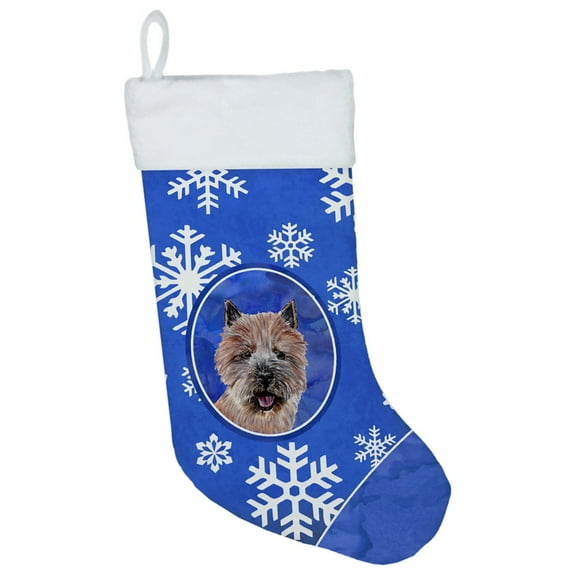Carolines Treasures SC9782-CS Norwich Terrier Winter Snowflakes Christmas Stocking  Large multicolor