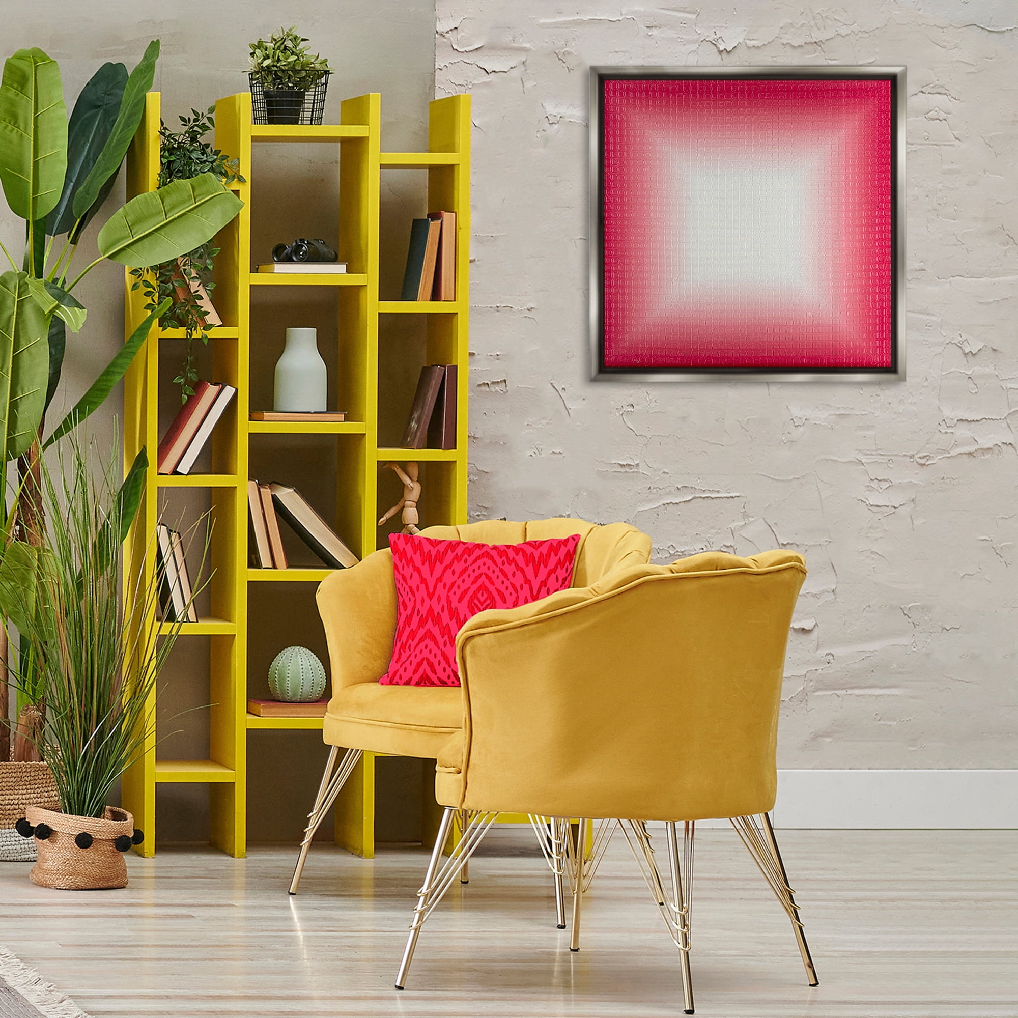 Stupell Industries Red Ombre Fade Abstract Painting Gray Floater Framed Canvas Art Print Wall Art, 25 x 25