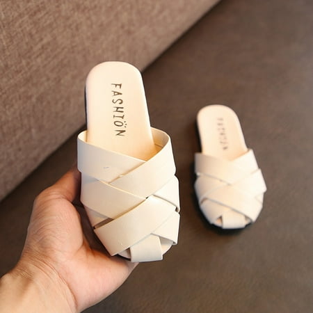 

PENDANE Toddler Shoes Baby Girls Cute Weave Hollow Out Non-slip Soft Sole Beach Roman Sandals Slippers Little Girls Summer Lace-Ups Toddler Girls Safe Lace-Ups Girl s Slippers(Beige 11-12Years)