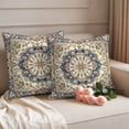 thumbnail image 2 of Retro Classical Floral Pillow Covers 2 Pack Vintage Blue Ethnic Bohemian Farm Pillowcase Waterproof Outdoor Throw Pillow Cover for Patio Garden Square Cushion 16”x16”, 2 of 9