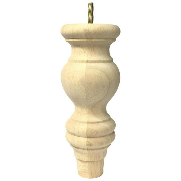 8" Unfinished Wood Sofa Legs - Set of 4 - Round Bun Feet - 3" Top Dia, 5/16" Bolt - Furniture Replacement Legs for DIY Projects