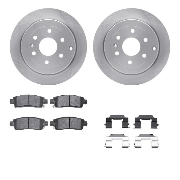 Dynamic Friction Company Rear Brake Rotors with Heavy Duty Brake Pads includes Hardware 6212-48342