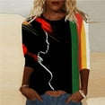 thumbnail image 2 of YanHoo Hauts à Manches 3/4 pour Femmes T-Shirts Graphiques à Manches 3/4 Chandail Décontracté à Col Rond T-Shirts sur l'Histoire des Noirs Manches 3/4 Grande Taille Hauts pour Femmes en Liquidation, 2 of 5