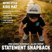Funky Junque Kids Trucker Hat Baseball Cap - Two Tone Vintage Baby Baseball Cap, Infant Baseball Hat, Toddler Snapback Hat - Long Live Boyhood - Black/Beige