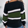 thumbnail image 3 of JUUNthy Womens Off Shoulder Sweater, Pullover Casual Striped Knit Long Sleeve Fashion Tops for Fall Daily Wear Gray M, 3 of 16