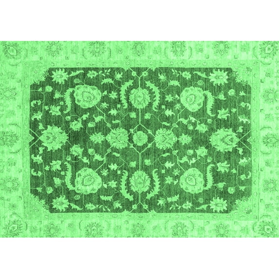 Ahgly Company Indoor Rectangle Oriental Emerald Green Traditional Area Rugs, 2' x 5'