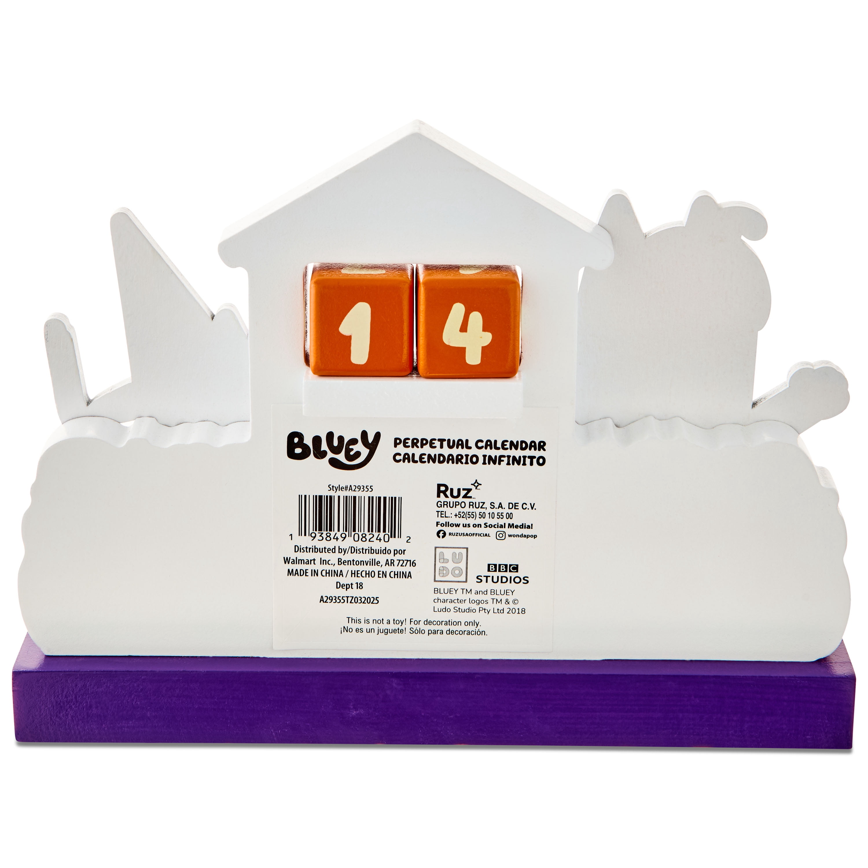 Bluey and Bingo Halloween Countdown Calendar – Wooden Tabletop Décor with Movable Date Blocks, 6″ x 8″ by Ruz