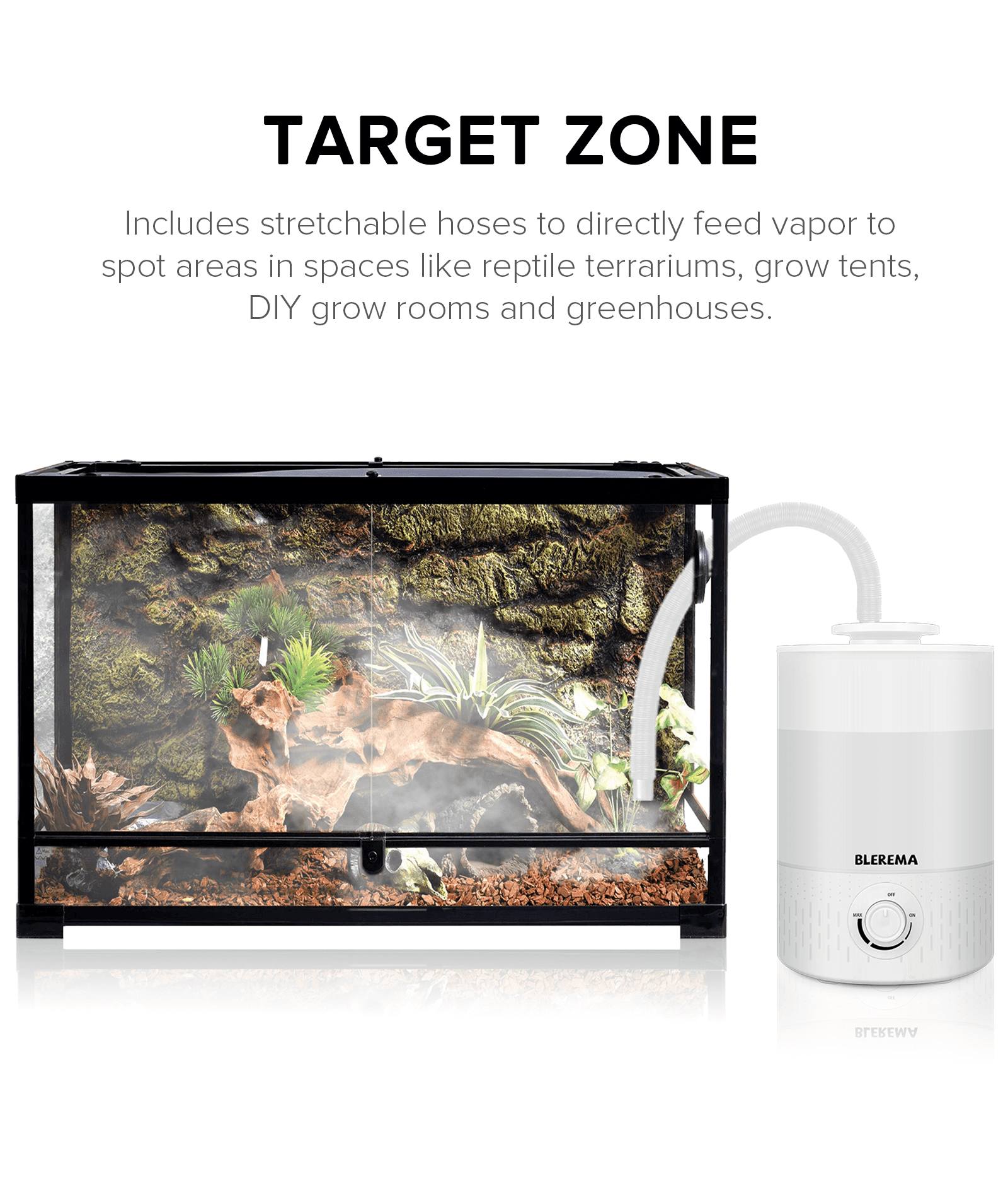 No Leak Reptile Fogger Humidifier Mister for Reptile Tank, 3L Top-Fill Terrarium Humidifier with Hose - Ideal for Snakes, Tortoises, Chameleons, Ball Python and Hermit Crabs (Single/Dual Fog Output)