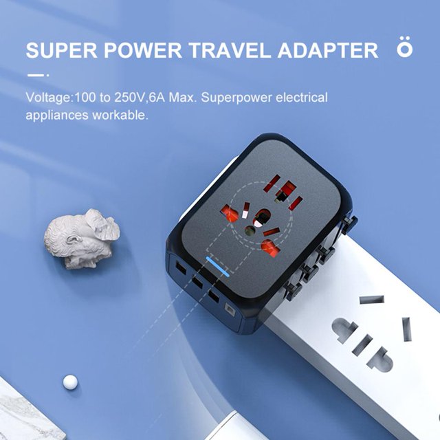 Adaptador de enchufe de viaje universal 3USB Tipo C Socket Power Cargador de pared mundial Hugtrwg Para estrenar