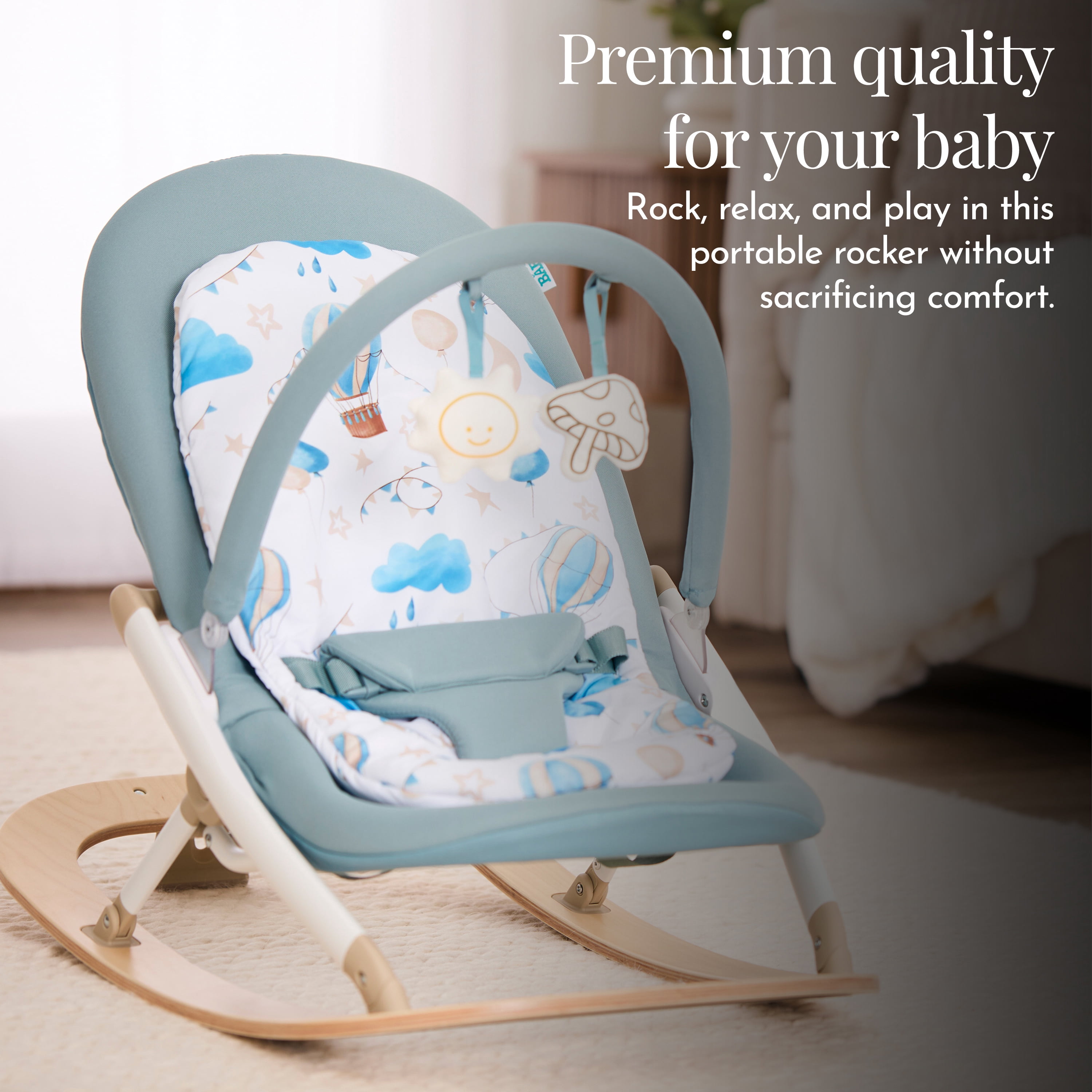 Dream On Me SleekSway Portable Rocker, Mint White