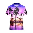 thumbnail image 4 of Womens Blouses Fshion Print Button Down Short Sleeve Ladies Casual Blouse,Purple,XL, 4 of 5