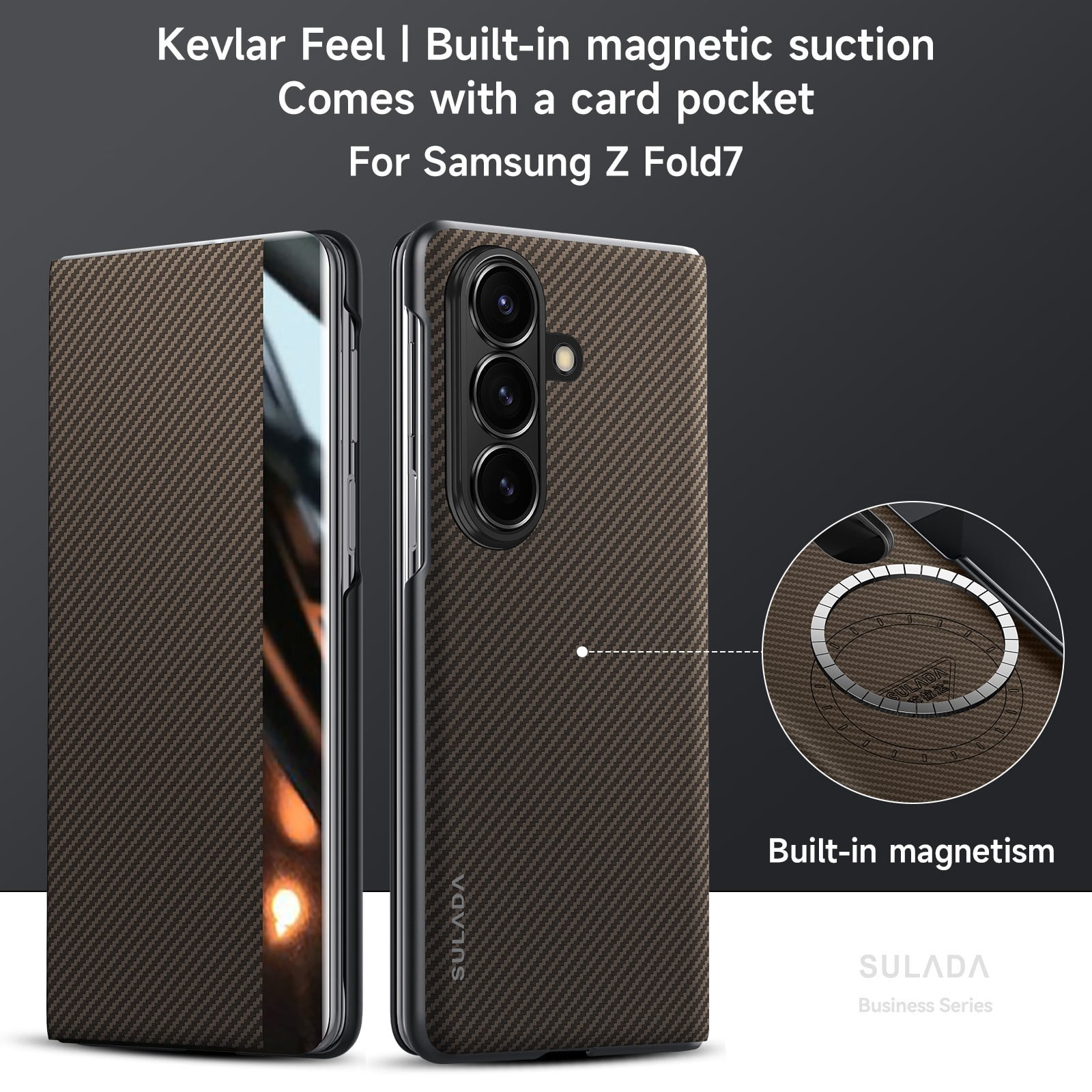 For Samsung Galaxy Z Fold7 Fold 7 Carbon Fiber Pattern Magnetic Flip Leather Fashion Case Cover