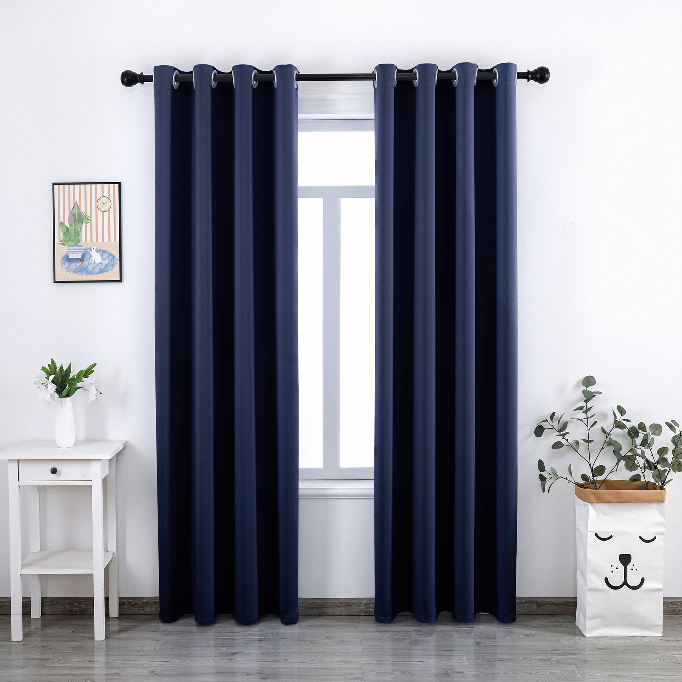 Navy-blue Sparking Spots 3D Curtain Blockout Photo Print Curtains Fabric Window 