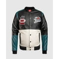 thumbnail image 3 of Men's Jonadab Vegan Leather Racing Jacket - Black/Teal, Small, 3 of 5