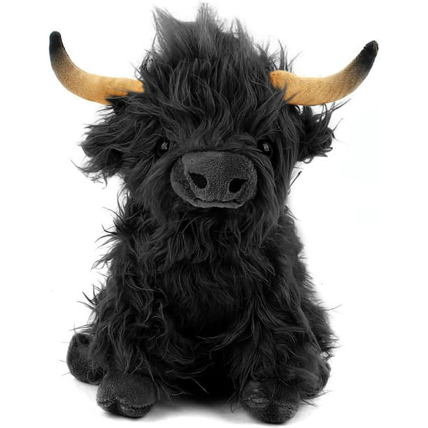 Peluche vaca Highland, peluche granja, peluche vaca para niños y niñas adultos (negro) Xishao Juguetes
