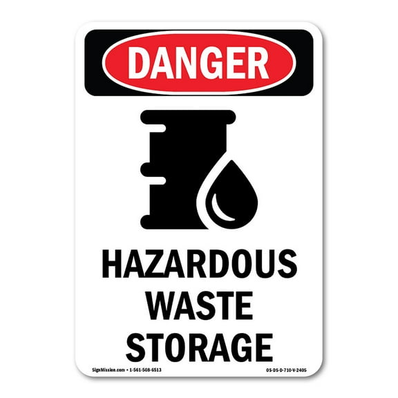 OSHA Danger Sign -  Hazardous Waste Storage | Plastic Sign | Protect Your Business, Construction Site, Warehouse & Shop Area |  Made in The USA