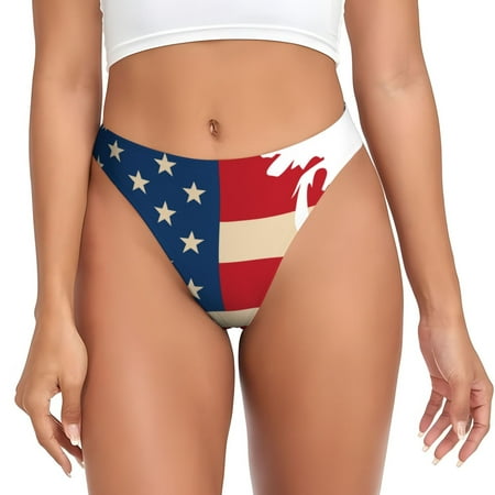 Rateoe American Flag Map Pattern Seamless Women Underwear Thongs No Show Ladies Thong No Line Breathable Comfortable Panties Undies for Women-X-Large