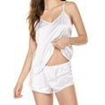 thumbnail image 2 of Luxtrada Womens Sleepwear Sexy Lingerie Camisole Satin Pajamas Cami Shorts Set Nightwear (White,L), 2 of 5