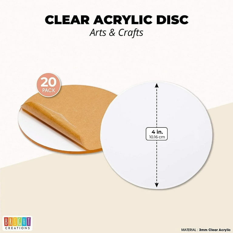 Bright Creations 20-Pack Clear Acrylic Disks, Round Circles for Arts and Craft Supplies (4 Inches)
