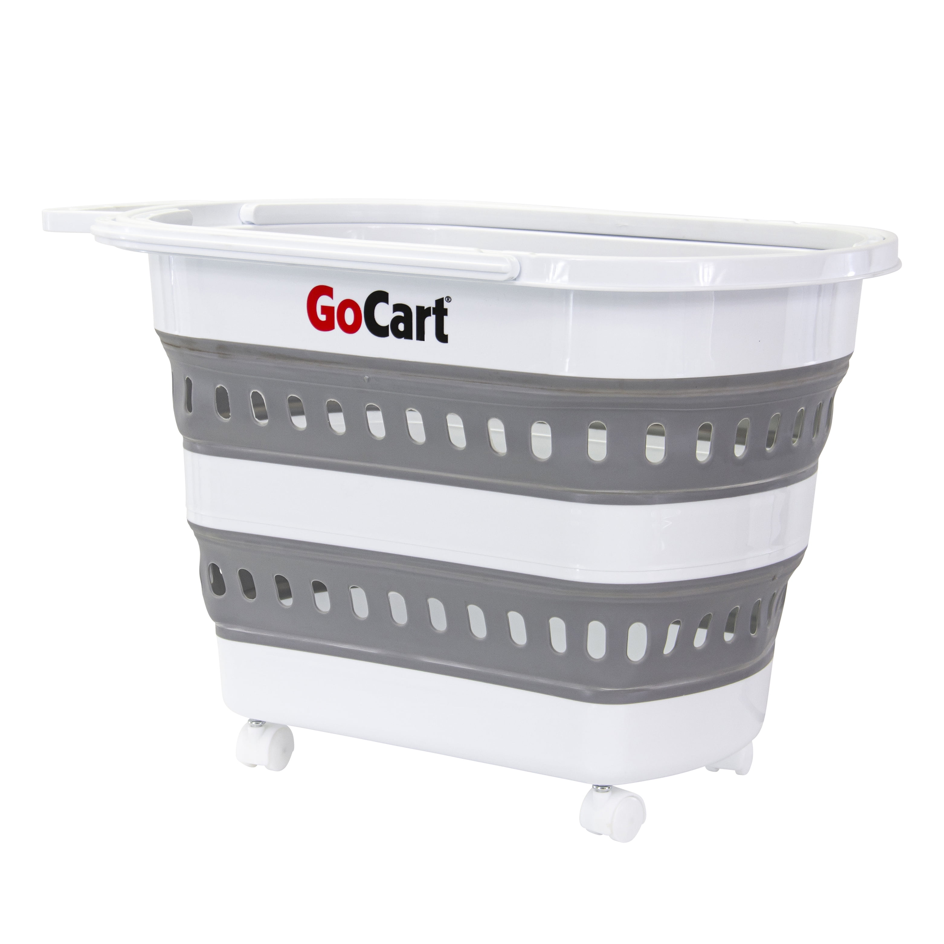 dbest products Folding GoCart Collapsible laundry basket on Wheels Grocery Cart Shopping foldable Pop Up plastic hamper Tote Handles Cesto para ropa sucia