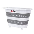 thumbnail image 2 of dbest products Folding GoCart Collapsible laundry basket on Wheels Grocery Cart Shopping foldable Pop Up plastic hamper Tote Handles Cesto para ropa sucia, 2 of 4