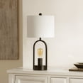 thumbnail image 5 of SAFAVIEH Faust 20 in. 2-Light Modern Black Iron Table Lamp with White Cotton Shade, 5 of 6