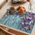 thumbnail image 3 of Purple Floral Placemats Set of 4 Vintage Cracked Wall Country Rustic Place Mats Indoor Wipeable Table Mats Washable Cloth Dining Table Placemats for Kitchen Holiday Party Home Decor 13x19 Inch, 3 of 9