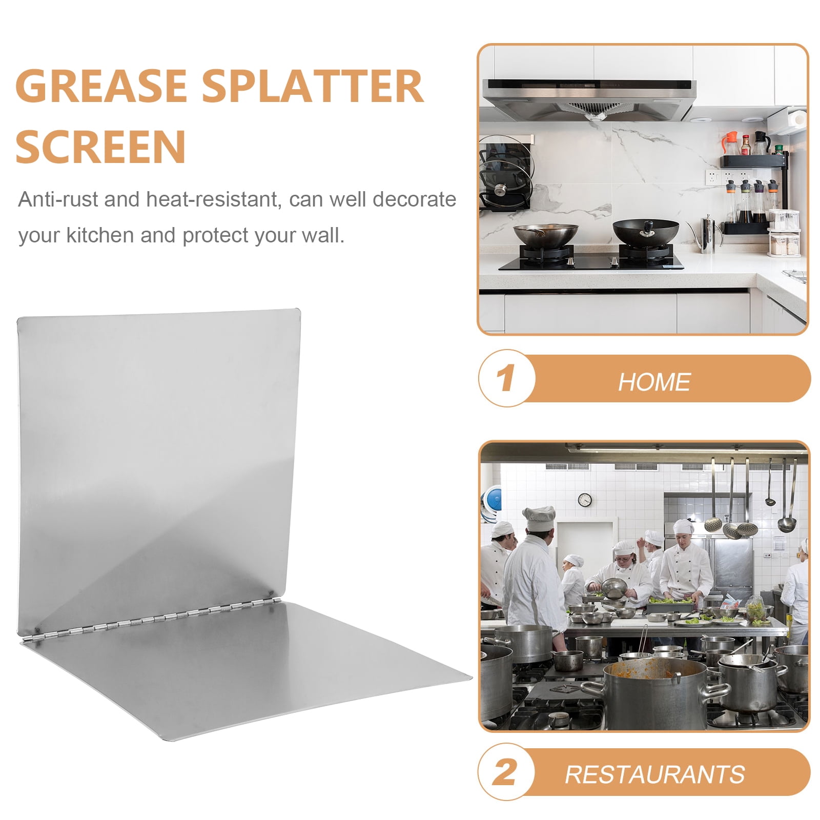 LEXSOMEO Stainless Steel 2-side Splatter Guard for Stove Foldable Oil Splatter Screen Back-splash Protector Heat Insulation Board for Frying Pan