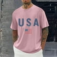 thumbnail image 2 of Wyobmus Mens Usa Shirt American Flag Short Sleeve T-Shirt Crew Neck Loose 4Th Of July Patriotic Tees Blouses C-Pink, 2 of 5