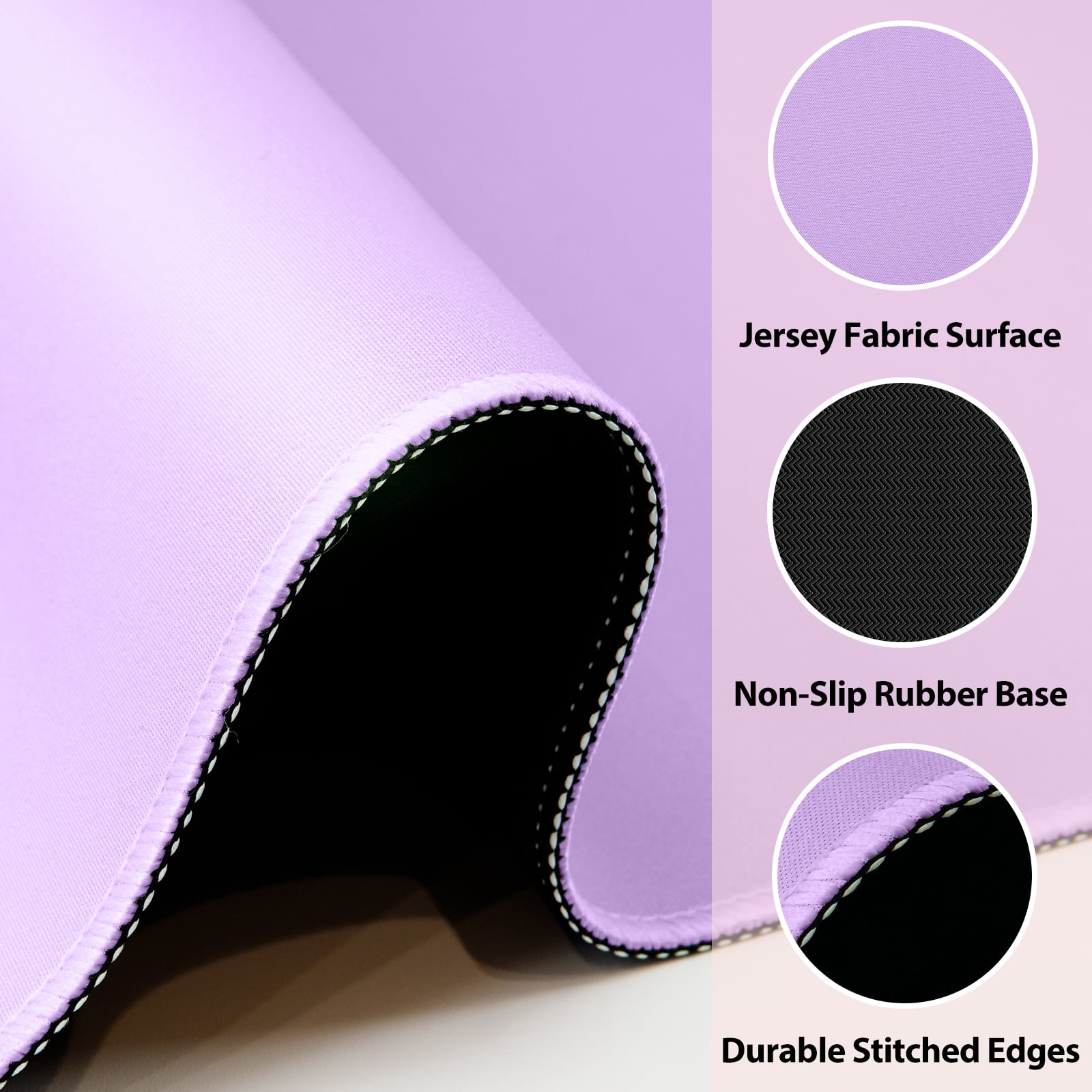 Crease-Defying Ever-Flat Mahjong Mat | Noise-Reducing Anti-Slip Pad for Mahjong, Poker & Dominoes with Velvet Bag - Macaron Purple