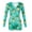 Green, variant on Women V Neck Floral Print Long Sleeve Jumpsuit Sleepwear Bodysuit