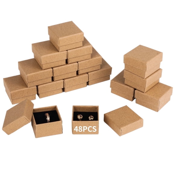 48 PCS Ring Boxes, 2x2 Inch Square Jewelry Gift Box with Sponge Insert, Wedding Ring Display Box for Earrings, Jewelry Packaging & Presentation