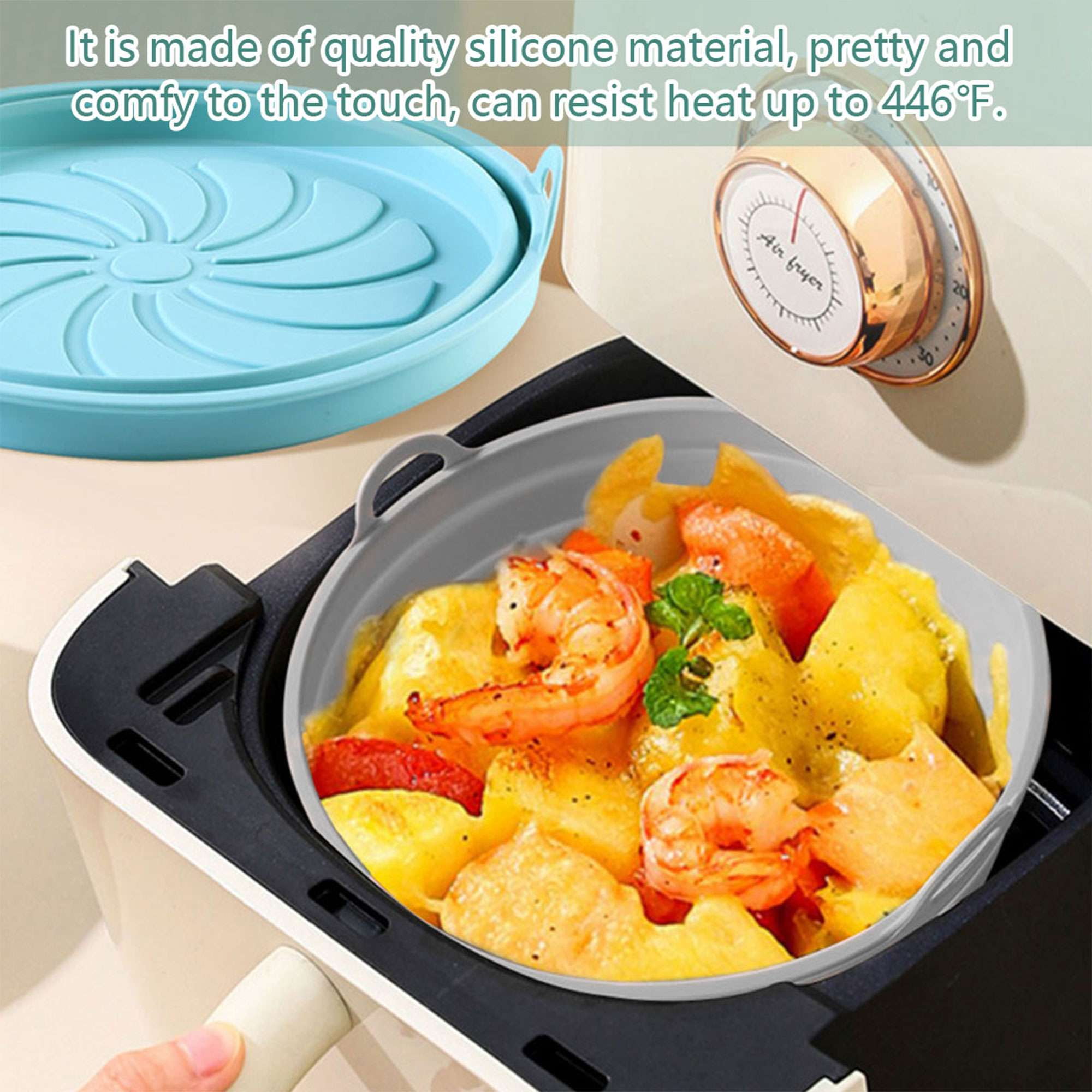 Gustave Air Fryer Silicone Liners Pot Foldable Reusable Airfryer Round Basket Baking Trays Easy to Clean Non-Stick Heat Resistant Air Fryer Oven Accessories for 5-8QT