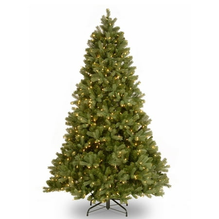 National Tree Pre-Lit 7' Feel-Real Downswept Douglas Fir Hinged Artificial Christmas Tree with 700 Clear