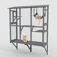 thumbnail image 5 of Large Walk-in Outdoor Catio for Cats, Window-Mounted Enclosure with Roof - Multi-Cat House, Weatherproof Shelter w/3 Access Doors, Removable Hammock & Scratching Post, Gray, 5 of 7