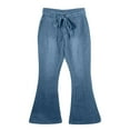 thumbnail image 5 of Edvintorg Jeans Pants for Women Trendy Vintage Flare Pants Fashion Ladies High Waisted Lacing Stretch Wide Leg Bell-Bottomed Pants Trousers with Pocket, 5 of 7
