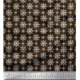 thumbnail image 1 of Soimoi Brown Cotton Voile Fabric Crystals Floral Printed Fabric 1 Yard 58 Inch Wide, 1 of 3