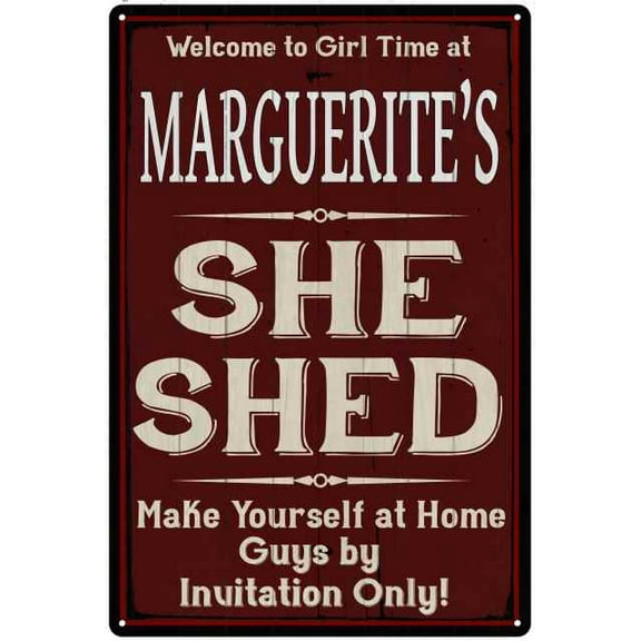 MARGUERITE'S She Shed Red Sign Lady Cave 8 x 12 High Gloss Metal 208120088317