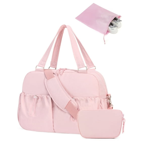Gym Bag for Women, Duffle Bag for Travel with Yoga Storage, Carry on Overnight Weekender Bags for Women, Pink