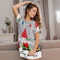 thumbnail image 3 of Fotbe Merry Christmas Gnome1 Bata de Dormir para Mujer con Estampado, Camisón de Algodón de Manga Corta, Ropa de Dormir Casual, 3 of 6