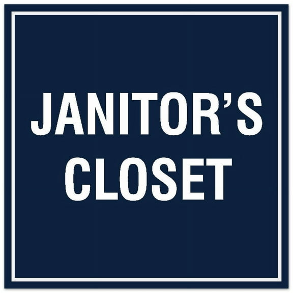 Signs ByLITA Square Janitors Closet Sign - Easy Installation | Durable Material (Navy Blue / White) - Large