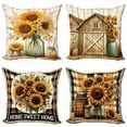 thumbnail image 4 of Ambesonne Sunflowers Throw Pillow Cover 4 Pack, Country Summer Rustic, 16", Orange Green Caramel, 4 of 4