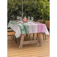 thumbnail image 4 of 52x70 Inch Outdoor Tablecloth with Umbrella Hole Zipper Rectangle Pink Green Ombre Rectangular Tablecloths Outside Waterproof Abstract Modern Art Fluid Striped Patio Table Cover for Picnic Party, 4 of 8
