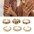 thumbnail image 2 of Pack of 6 Adjustable Stackable Rings Featuring Gemstones for Comfort Fit and Multiple Fashion Combinations, 2 of 8