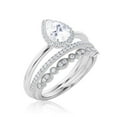 thumbnail image 3 of Beautiful Art Deco 2.25 Carat Pear Cut Affordable Diamond Moissanite Engagement Ring, Classic Wedding Ring, Two Matching Band in 925 Sterling Silver With 18k White Gold Plating,Promise Ring, 3 of 3