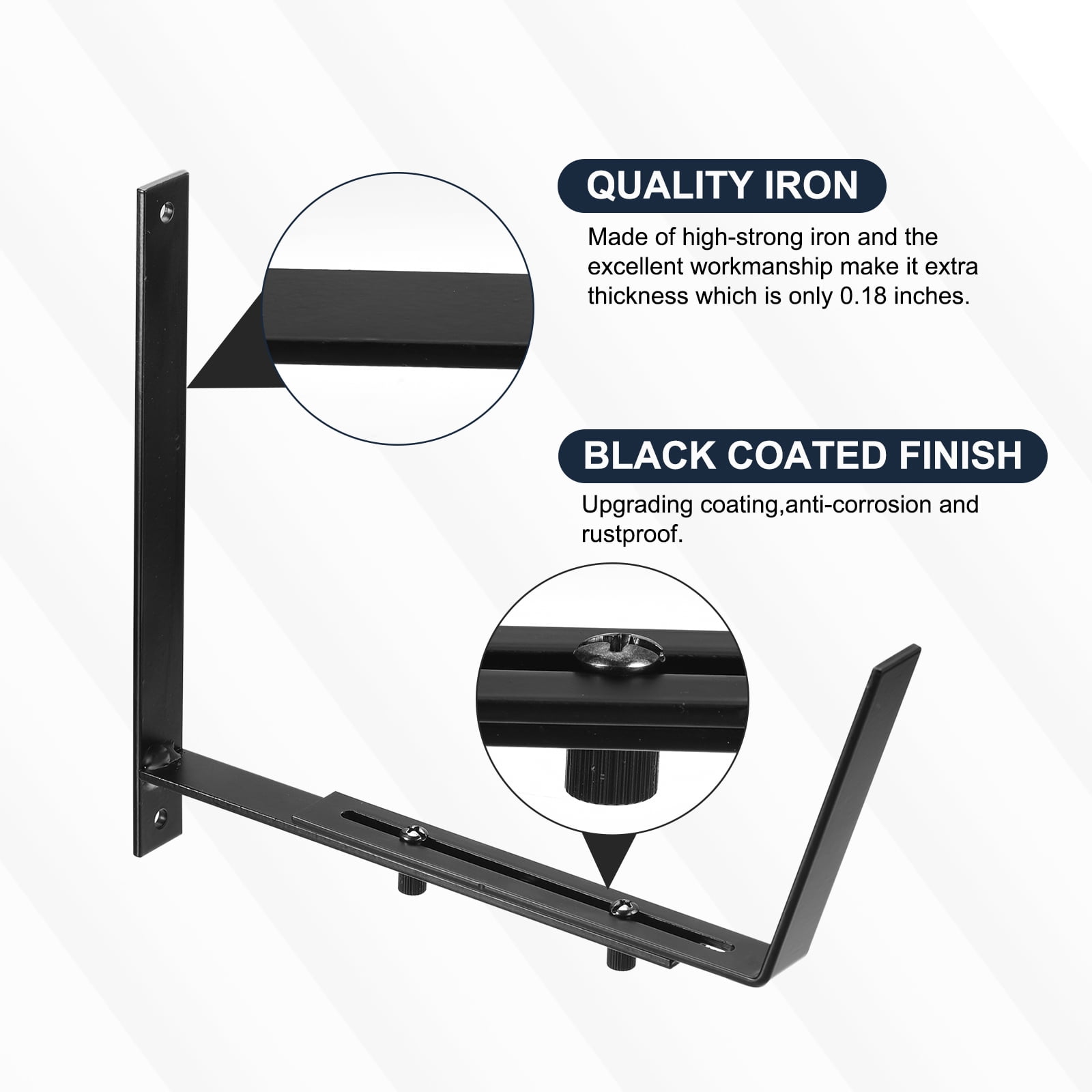 Adjustable Window Planter Box Brackets Universal Window Box Holder, Iron Flower Box Wall Mounting Hooks (4 PCS)